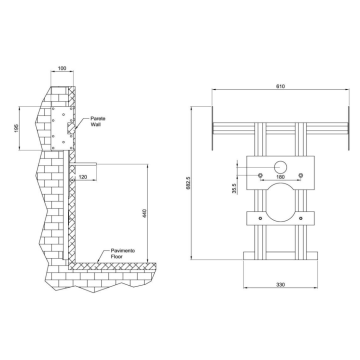 Struttura di sostegno per vaso sospeso serie EASY, modello 15105/2-CG