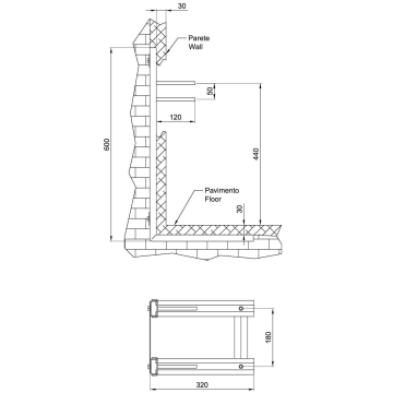 Struttura di sostegno per vaso sospeso serie EASY, modello 15107