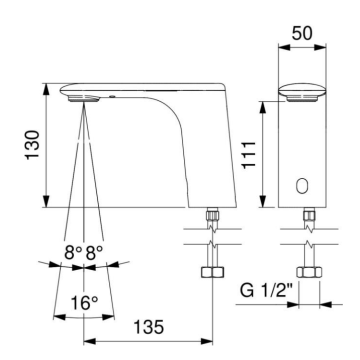 rubinetto elettronico per lavabo della serie OTTO, modello 500.10/PT