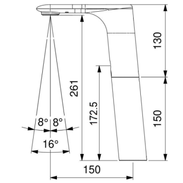 Rubinetto elettronico per lavabo serie OTTO a fotocellula, modello 500.10/R