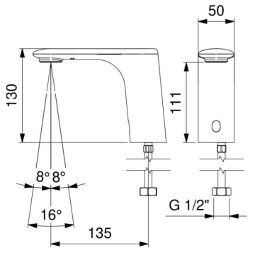 rubinetto elettronico per lavabo serie OTTO, modello 500.10/RPT
