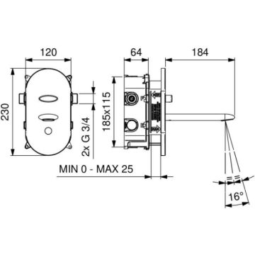Il Miscelatore elettronico per lavabo serie 700 a fotocellula da incasso (modello 700.A9/R)