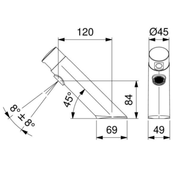 Rubinetto elettronico lavabo serie 45 modello 545.10/R