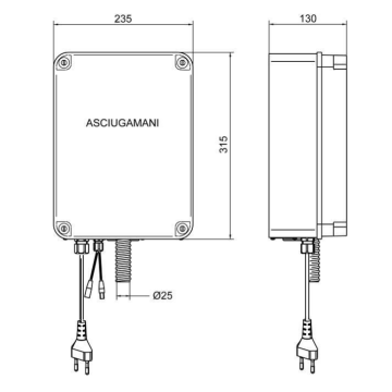 L’asciugamani elettronico a parete modello 551.30
