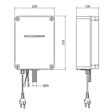 L’Asciugamani elettronico a parete modello 560.30