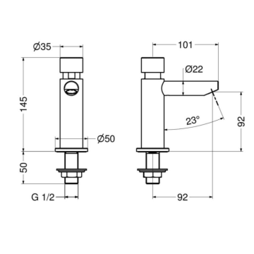 Rubinetto temporizzato lavabo serie MINIMAL modello 800.10