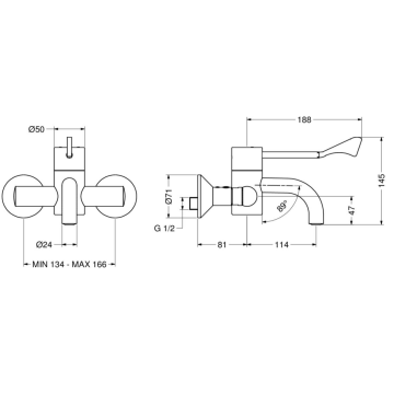 Miscelatore termostatico progressivo per lavabo a parete modello 900.25