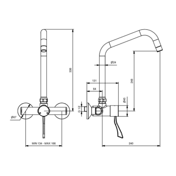 Il Miscelatore Termostatico Progressivo per Lavabo a Parete con Leva Clinica modello 900.39-240
