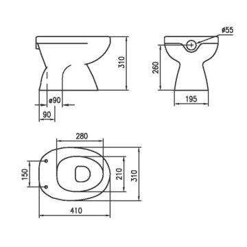 Vaso serie KIDS in ceramica con scarico a terra