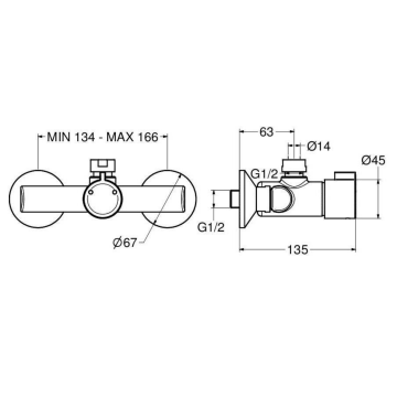 Il miscelatore termostatico temporizzato doccia serie 908 a parete modello 908.32