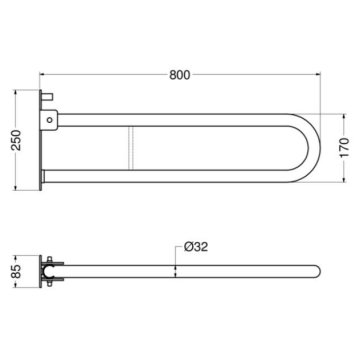 Barra di sostegno ribaltabile serie EASY modello 12005IS-80