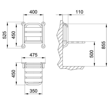 Il sedile ribaltabile per doccia serie EASY con schienale, modello 12008V