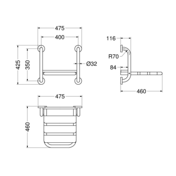 Il Sedile ribaltabile per doccia serie EASY, modello 12008IS