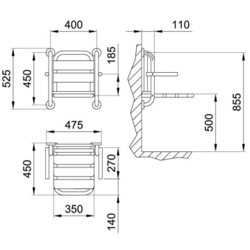 Il sedile ribaltabile per doccia serie EASY con schienale e braccioli, modello 12008/1V