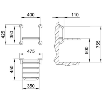 Il Sedile ribaltabile per doccia della serie EASY, modello 12008/2V