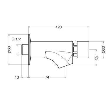 rubinetto temporizzato lavabo serie MODERN a parete modello 08500F