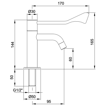 Rubinetto per lavabo minimale modello 2150