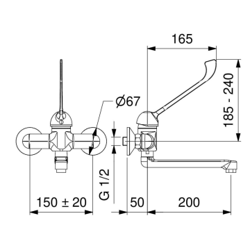 Miscelatore monocomando a parete modello 02058/1 di Idral