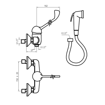 Miscelatore monocomando serie EASY a parete con design compatto e funzionale