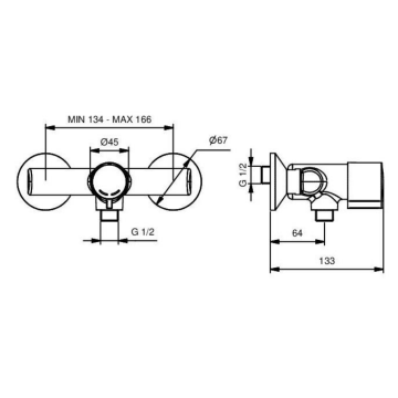 miscelatore temporizzato per doccia a parete modello 08537-30F