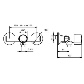 Miscelatore Temporizzato per Doccia a Parete con Comando a Pulsante Antibloccaggio modello 08537F