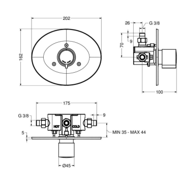 miscelatore temporizzato doccia serie MINIMAL modello 08542F