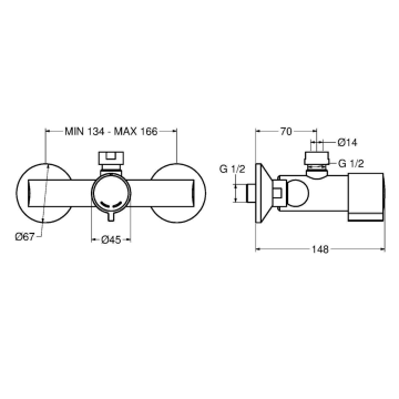Miscelatore temporizzato doccia serie MINIMAL a parete, modello 08532F