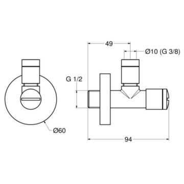 Rubinetto di arresto sottolavabo con filtro estraibile di lusso, modello 0195/1 di Idral