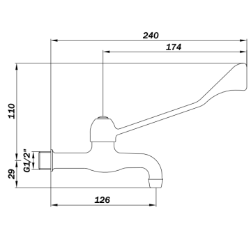 rubinetto prolungato per lavabo a parete modello 02001/DC
