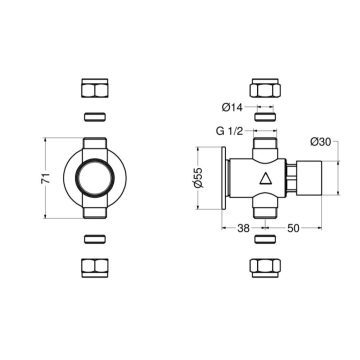 Rubinetto temporizzato doccia serie MODERN a parete, modello 08130/E-30 di Idral