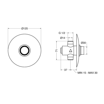 Rubinetto temporizzato per doccia serie MODERN da incasso a parete con comando a pulsante, modello 08140/E di Idral