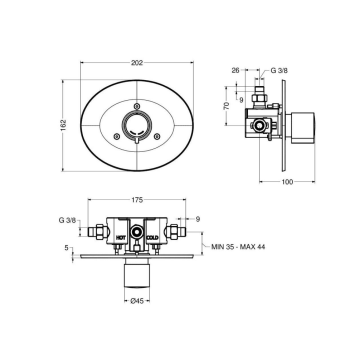 Miscelatore temporizzato doccia serie MINIMAL da incasso a parete, modello 8142 di Idral