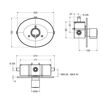 Miscelatore temporizzato doccia serie MINIMAL da incasso a parete, modello 08142/1 di Idral
