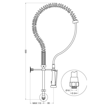 Gruppo doccia prelavaggio stoviglie modello 9400 di Idral