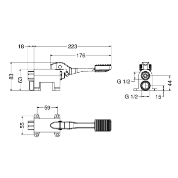 Rubinetto a pedale per installazione a pavimento Idral modello 2061