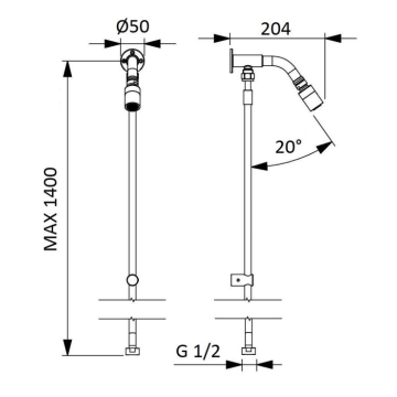Il Kit soffione doccia 09031/E e tubo di collegamento modello 09031KT20 di Idral