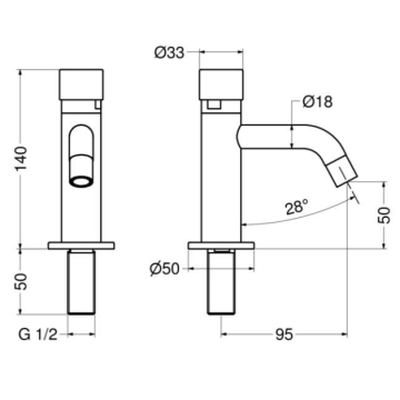 Il Rubinetto Temporizzato Lavabo serie MINIMAL, modello 8111 di Idral