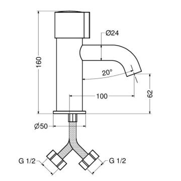 Il miscelatore temporizzato monocomando lavabo serie MINIMAL modello 8112 di Idral
