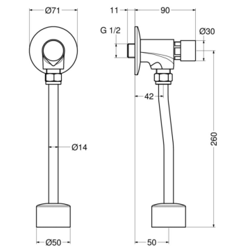 Il Rubinetto temporizzato per orinatoio serie MODERN modello 08120/E di Idral