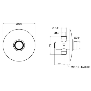 Rubinetto temporizzato per orinatoio da incasso a parete, modello 8125 della serie CLASSIC di Idral