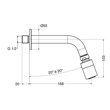 braccio doccia antivandalo in tubo con soffione orientabile cilindrico anticalcare serie INOX modello 8431 di Idral
