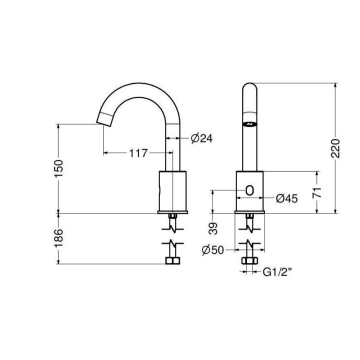 Rubinetto elettronico per lavabo serie CURVE modello 02503/1 di Idral