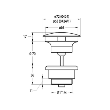 Piletta cromo universale 1“1/4 con chiusura a scatto, modello 0424/1 di Idral