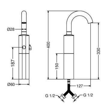 Miscelatore elettronico per lavabo serie CURVE modello 02504/1 di Idral