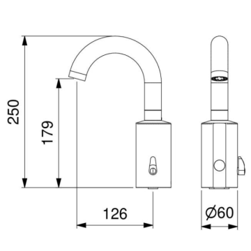 Miscelatore elettronico lavabo serie CURVE a fotocellula, modello 02504/R di Idral