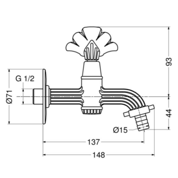 Rubinetto artistico per fontanelle modello 005/PN-BR di Idral, perfetto per ambienti esterni.