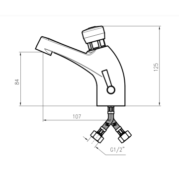 Miscelatore temporizzato lavabo serie CLASSIC modello 08012 di Idral, ideale per bagni pubblici e privati.