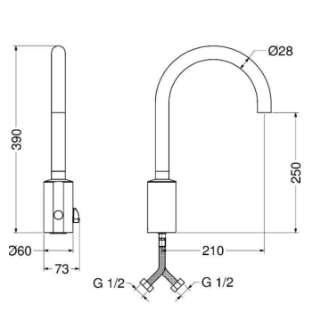 miscelatore elettronico lavabo Idral CURVE 2505