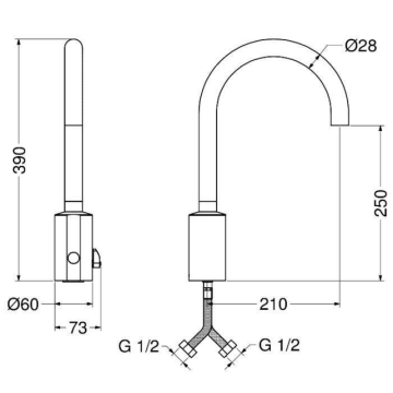 Il miscelatore elettronico lavabo/lavello Idral CURVE modello 2506