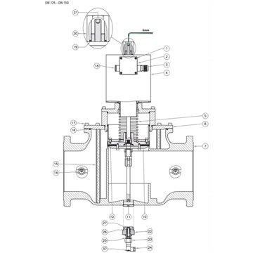 Elettrovalvola intercettazione gas riarmo automatico 360 mbar DN125 P